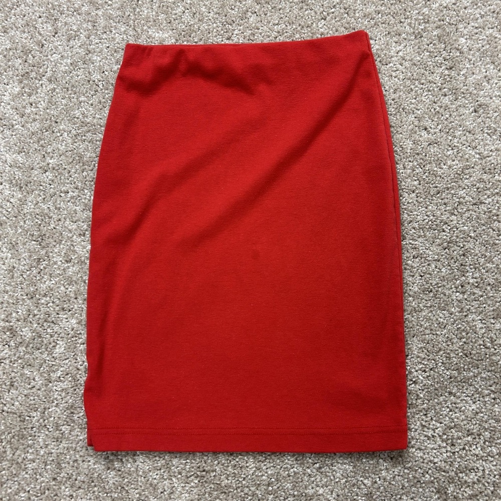 Vintage Energie Skirt Womens M Red Solid Stretch Pencil Knit Mini Elastic Waist